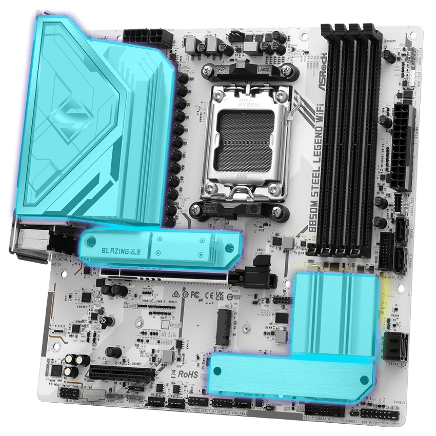 ASRock B850M STEEL LEGEND WIFI AM5 Micro ATX Motherboard